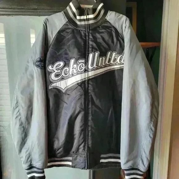 Rhino Brand Ecko Unltd Nylon Full Zip Up Jacket Mens Size 2XL Black/Grey/White - Picture 1 of 16